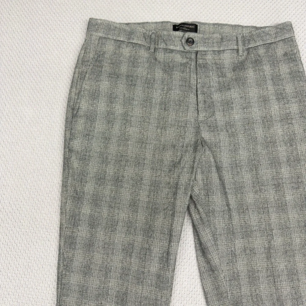 Banana Republic Pants Mens 36x32 Plaid Monochrome Slim Taper Cotton Blend Preppy